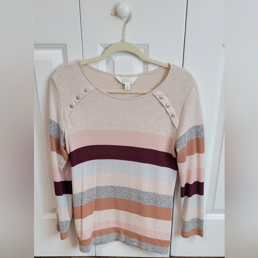 Market & Spruce Gloria Button Detail Knit Sweater